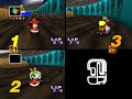 Mario Kart 64 Wario Stadium 3 Player Netplay Race 60fps
