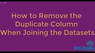 How to remove the duplicate column when joining the datasets?