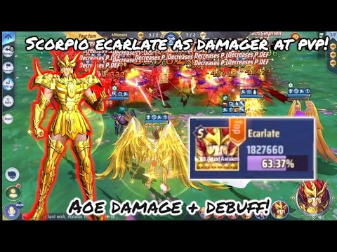 Saint Seiya: Awakening (KOTZ) - Scorpio Ecarlate as Damager at PvP! AOE Damage Build + Debuff!