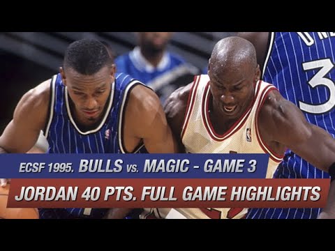 Chicago Bulls vs Orlando Magic Game 3 Full Highlights - NBA ECSF 1995. Jordan 40 points