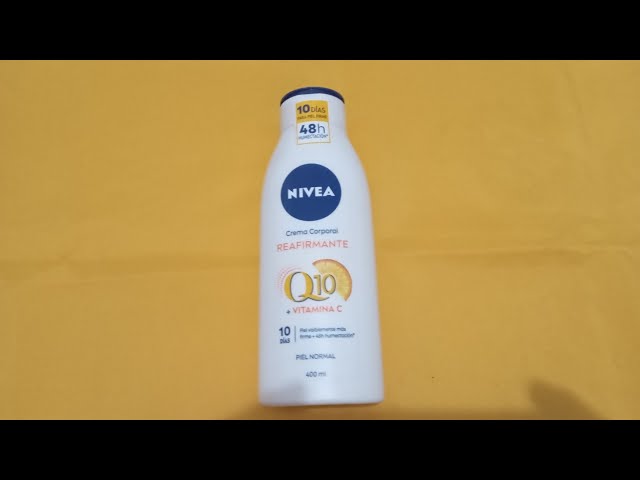 Vídeo relacionado con NIVEA Q10 Body Milk Reafirmante (1 x 400 ml), crema hidratante corporal 72h para piel seca, crema reafirmante corporal con Collagen Boost Complex, Vitamina C y Q10 puro