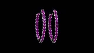 REEDS Jewelers Round Created Ruby Yellow Gold Inside Out Hoop