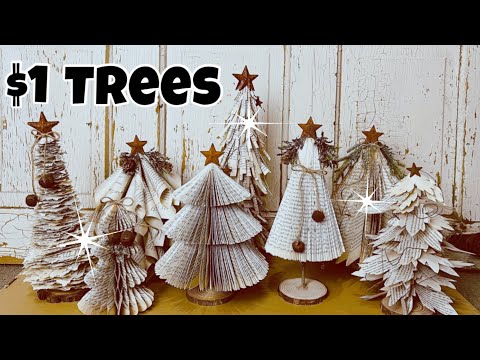 Cheap & Easy DIY Christmas Decorations • Thrift Store Flip • How to make book page Christmas trees