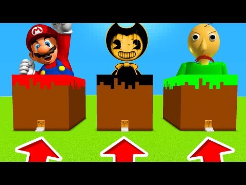 Minecraft PE : DO NOT CHOOSE THE WRONG GRASS BLOCK! (Mario, Bendy & Baldi's Basics)