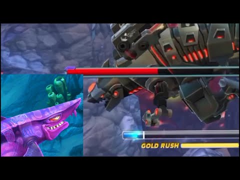 Dark Magic Shark Vs Mecha Sharkjira Enemy - HUNGRY SHARK WORLD