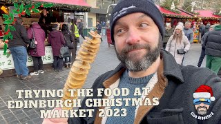 exploring the food at Edinburghs Christmas market 2023