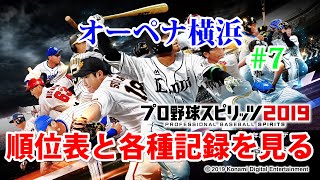 プロスピ2020　オーペナ横浜　＃7 　順位表や各種成績を見る