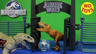 NEW JURASSIC WORLD LOCKDOWN PLAYSET  Indominus Rex Hybrid Vs TREX Tyrannasaurus Kids Toys Unboxing