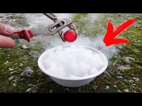 EXPERIMENT Glowing 1000 Degree METAL BALL vs DRY ICE!!! Video