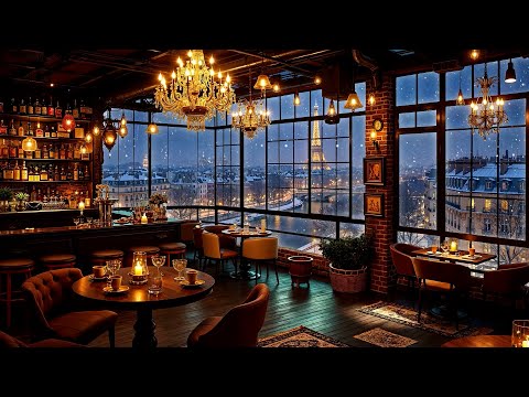 Paris Luxury Bar Ambience with Smooth Winter Night Jazz & Elegant Saxophone Music for Focus, Chill