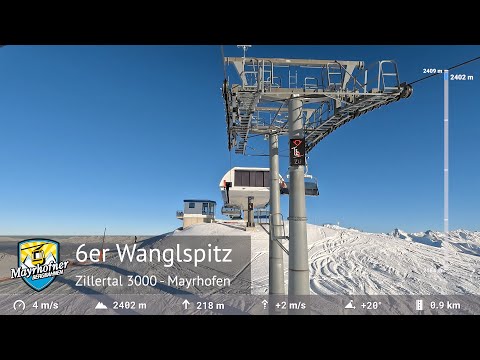 6er Wanglspitz (Winter) Bergfahrt - Mayrhofen (Zillertal 3000) | 2001 von Doppelmayr gebaut