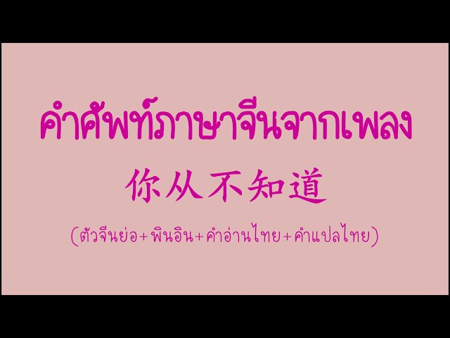 เรียนศัพท์จากเพลงจีน 你从不知道