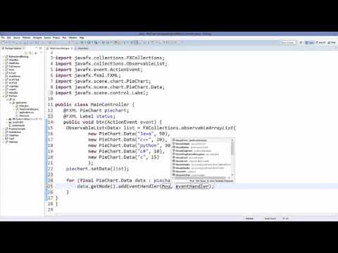 JavaFx Tutorial For Beginners 27   Event Handler for a Pie Chart
