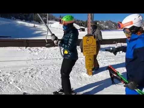 How to load and ride a poma ski lift with Deb Armstrong