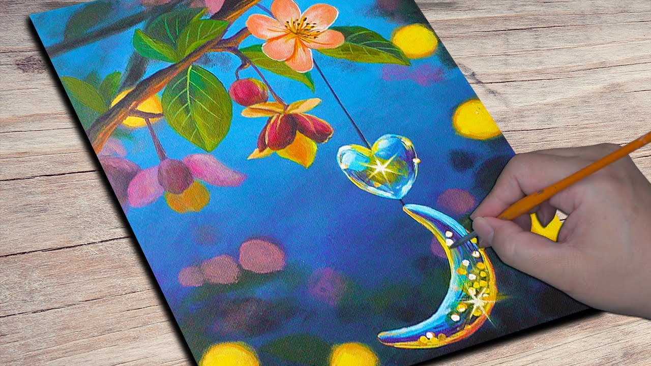Crystal Flowers Under the Night | Acrylic Painting | Daily Challenge 101