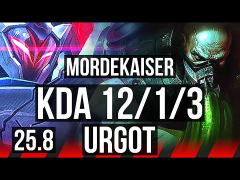 MORDEKAISER vs URGOT (TOP) | 12/1/3, 8 solo kills, Legendary | KR Diamond | 25.8