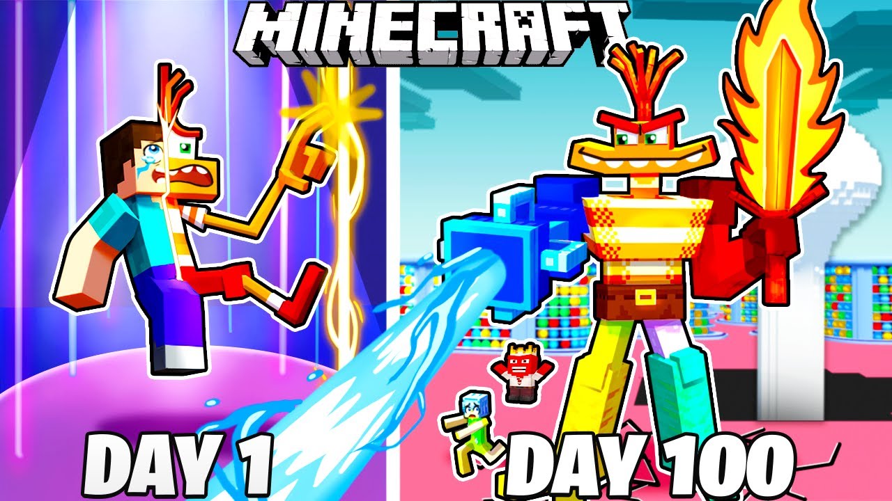 I Survived 100 Days in INSIDE OUT in Minecraft!