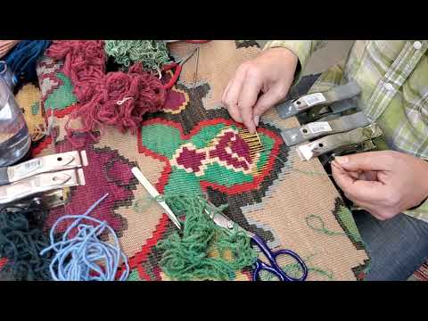 Restoring an antique Karabakh Kilim by Oriental & Persian Rug Cleaning Repair Darmany (310) 961-1163