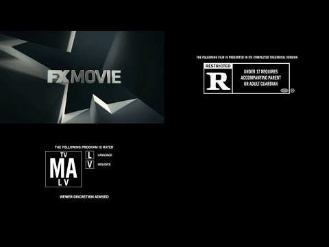 FX Movie logo & Rated R/TV-MA-L-V Warning Screen
