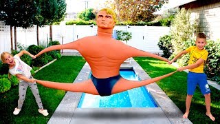 Что придумала МАМА? Гигантский АНТИСТРЕСС игрушка Stretch Armstrong Челлендж для детей на Мы семья