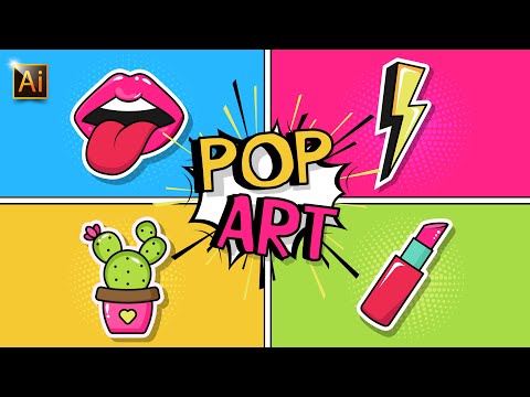 How to draw POP ART stickers + halftone effect? ADOBE ILLUSTRATOR TUTORIAL.