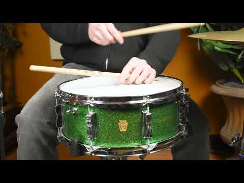 1960s Ludwig 5x14 No. 908P Jazz Festival Snare Drum Green Sparkle image 21