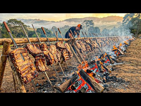 MAIS DE 40 COSTELÕES NO FOGO DE CHÃO PARA O ALMOÇO DA MINHA CIDADE, NOVO HORIZONTE DO NORTE.