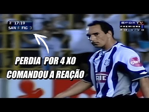 Edmundo jogando pelo Figueirense contra o Santos de Robinho e Giovanni