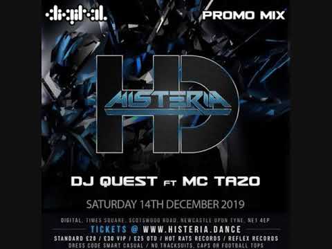 Histeria - 14th Dec 2019 - Promo Set -  Dj Quest - Mc Tazo
