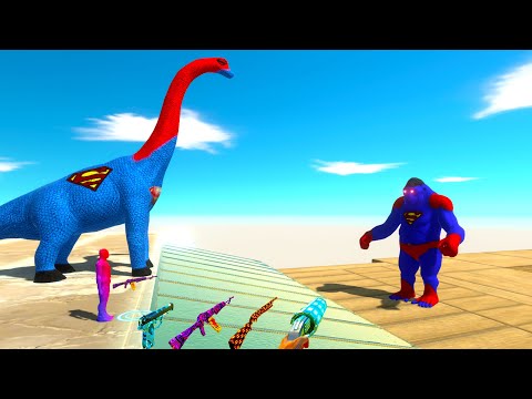 FPS AVATAR & SUPERMAN BRACHIOSAURUS vs SUPERMAN GORO DEATH FALL - Animal Revolt Battle Simulator