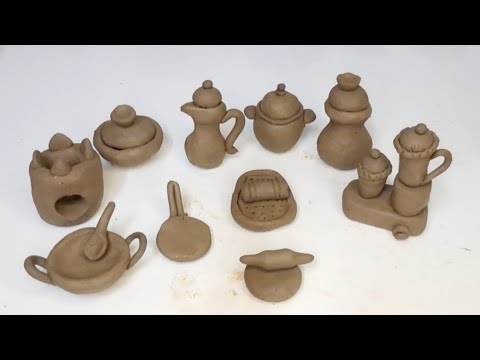 Easy technique make handmade miniature kitchen set with clay।।miniature clay kitchen tools।
