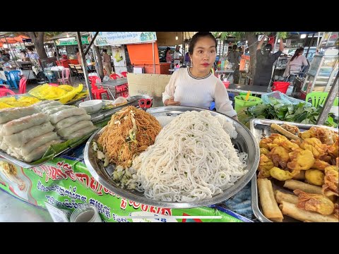 $2.5 Noodles Dish, Yellow Pancake, Spring Rolls, Fried Wonton - Cambodian Street Food