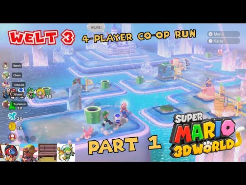 Super Mario 3D World (Switch) - Online 4-Player Co-Op Playthrough Part 1