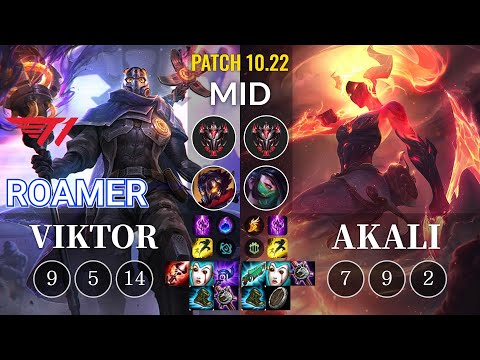 T1 Roamer Viktor vs Akali Mid - KR Patch 10.22