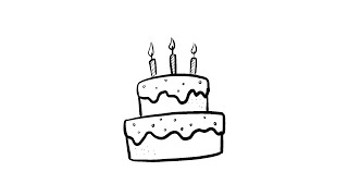 How to Draw a Simple Birthday Cake | Step-by-Step Lesson