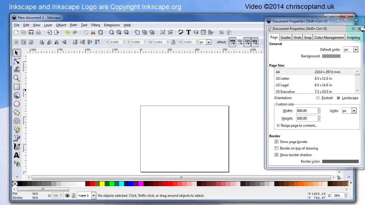 Changing The Default Document Size in Inkscape