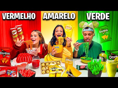 COMENDO VERMELHO VS AMARELO VS VERDE POR 24 HORAS! 