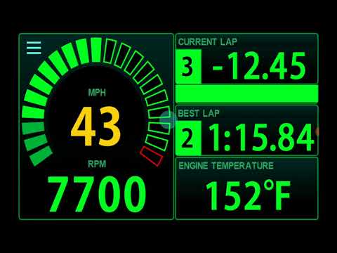 Racepak D3  Pit Dash, Race Dash, Lap Time Screen and Log In Information