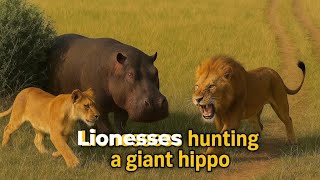 Lionesses Hunt a Giant Hippo | The Battle for Survival in Maasai Mara.