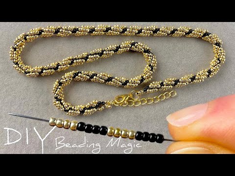 Easy Beaded Rope Necklace Tutorial: Beaded Spiral Rope | Seed Bead Jewelry Making