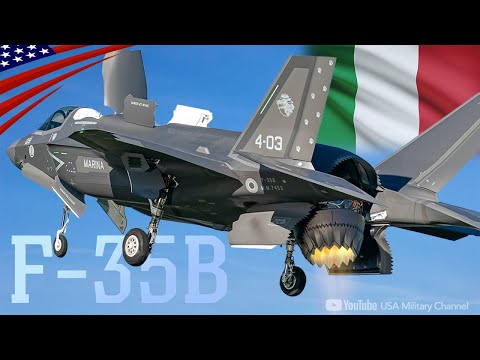 Italian F-35Bs Ski Jump Take-off & Vertical Landing on Aircraft Carrier