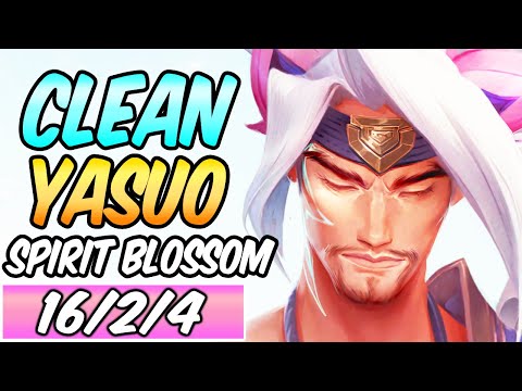 *1v9 CLEAN YASUO* Carrying My Team | SPIRIT BLOSSOM YASUO MID GAMEPLAY | League of Legends