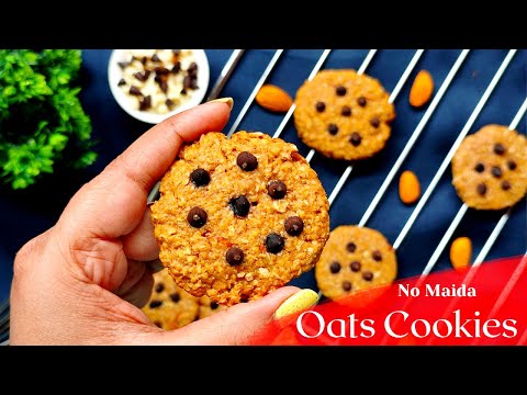 Oats Cookies Recipe | No Maida Oats Cookies with Chocolate Chips | How To Make Oats Cookies