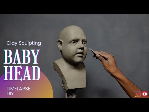 Sculpting Baby Face in Clay || How to make Baby 3D face in Clay || Timelapse. DIY.