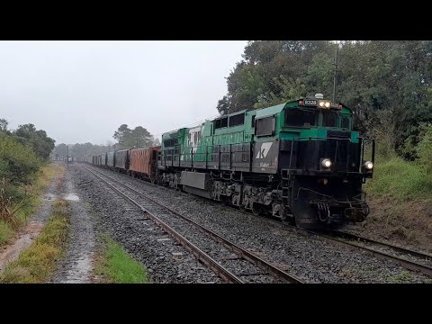 Movimento de Trens na Estação Ferroviaria de Reserva-PR, abaixo de chuva, Julho 2026