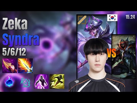 Zeka Mid Syndra vs Zed lol KR solo rank Full Game 15.24 | 제카 신드라 vs 제드