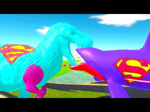AQUA SUPERMAN T-REX vs SUPERMAN ORCA DEATH RUN  - Animal Revolt Battle Simulator