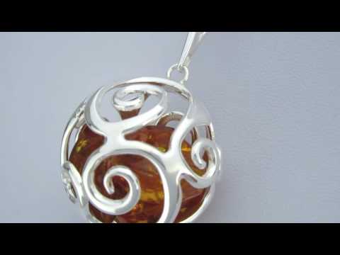Silver Sphere with Amber Beads - lrg - wholesale.JewelleryMarketplace.co.uk