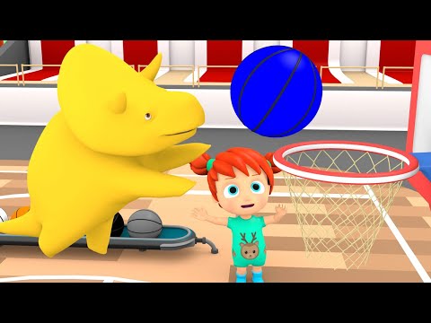 Nauka kolorów i numerów Koszykówka Dino Dinozaur i Dzieci