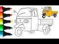 Cargo Tuk Tuk Auto Rickshaw Drawing And Coloring For Kids Toddlers Craft Hero